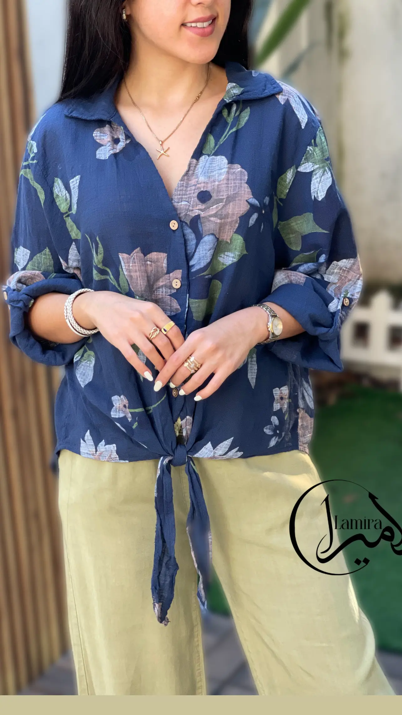 شومیز لینن ایتالیایی گره ای❌ طرح نیل